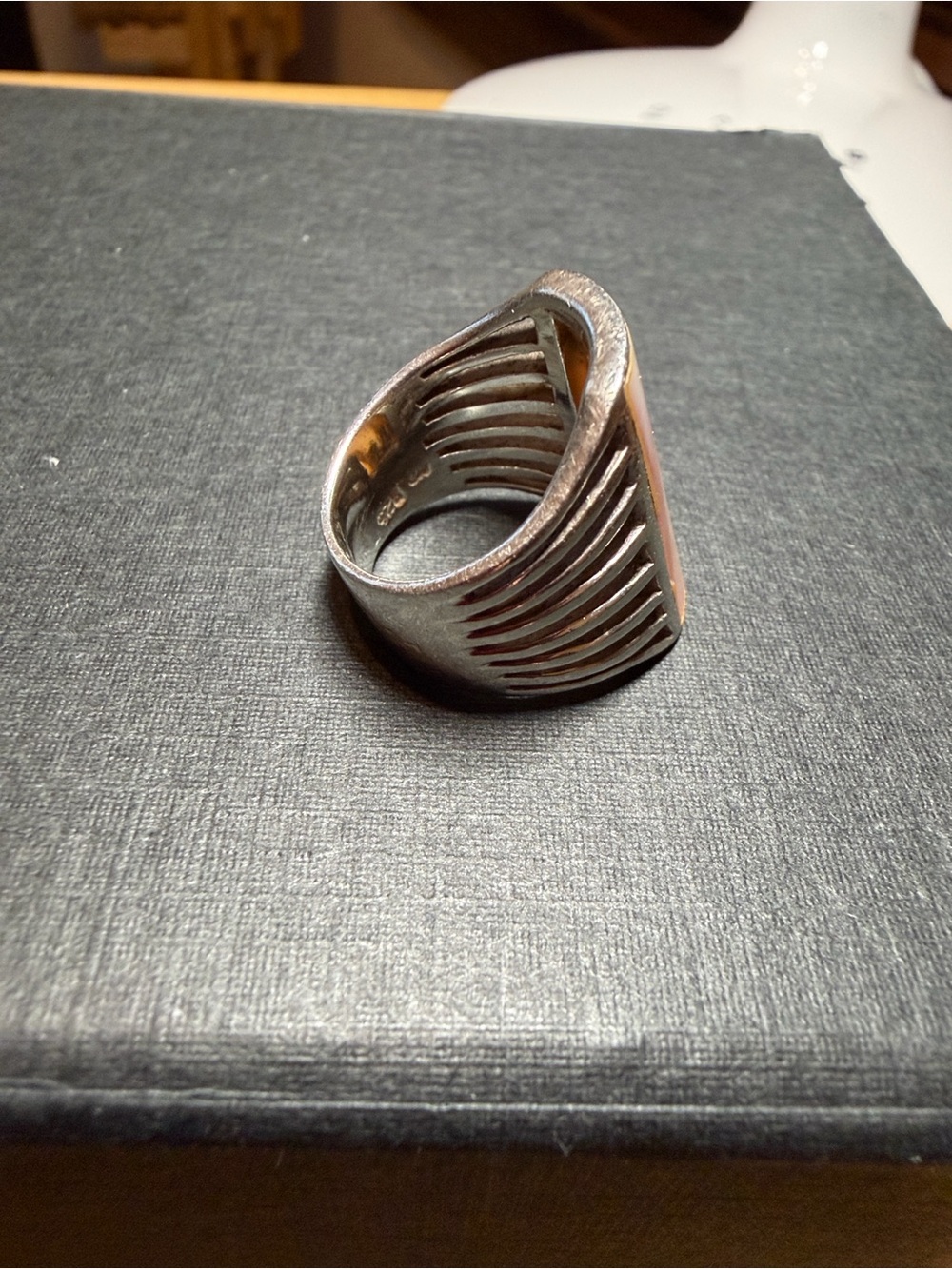 Sterling Silver Pink Shell Statement Ring-size 6 - Picture 4 of 6